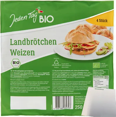 Produktbild von Jeden Tag  Landbrötchen Weizen 4er (250g Packung) + usy Block