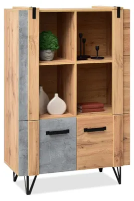 Obrázek produktu pro Regál s dvířky NIXON - dub / beton / černý