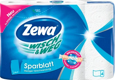 Produktbild von Zewa Wisch & Weg Küchenrolle Sparblatt Nassfest 4 x 74 Tücher  1er pack