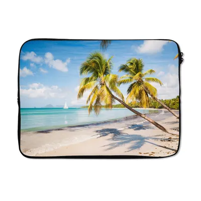 Produktbild von MuchoWow® Laptop Hülle 14 ZollStrand - Palme - Schatten Laptoptasche - Laptoptasche - Stoßsicher - Schutzhaube