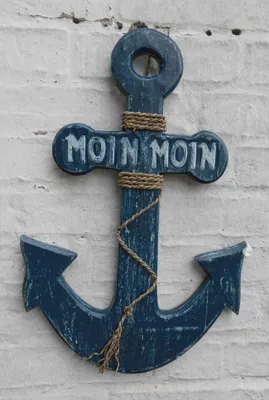 Produktbild von Anker Moin Moin, maritime Wanddekoration, Holz massiv, 51 cm hoch
