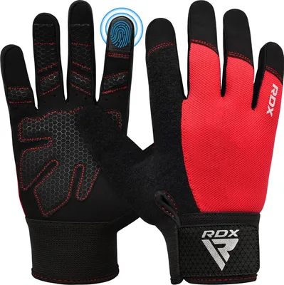 Produktbild von RDX Gewichtheberhandschuhe für das Fitnessstudio, Vollfinger-Touchscreen, atmungsaktiver, rutschfester, gepolsterter Handflächenschutz, Fitness-Krafttraining, Powerlifting