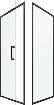 Image de Porte de douche Pivotante et retour 90x90x200 - Profilés noir mat - CRUSH PIVOTANTE