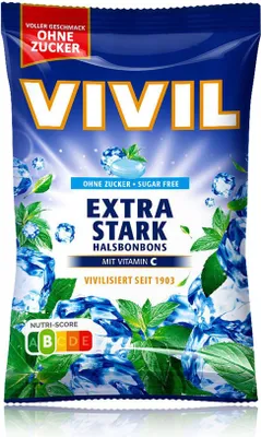Produktbild von VIVIL Extra Stark Halsbonbons ohne Zucker mit Vitamin C | 120g