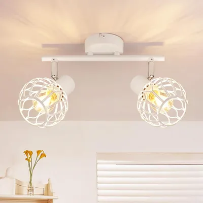 Produktbild von ZMH LED Deckenstrahler 2 Flammig Deckenspot E14 Metall Küchenlampe 350° Schwenkbar Wohnzimmerlampe Decke Spots Innen Spotlights Flur Küchen Weiß