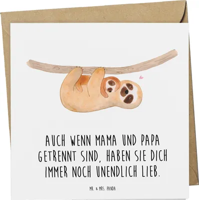 Produktbild von Mr. & Mrs. Panda Grußkarte Trennung von den Eltern - Weiß - Geschenk, doppelkarte, Vertrauem, Zuversicht, Ermutigung, Elternliebe, faltkarte, Glückwunschkarte, Klappkarte