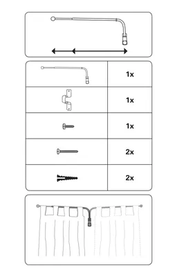 Imagen del producto de Varilla metálica para cortinas Gardinia, con sistema de sujeción incluido, extensible de 55 a 85 cm