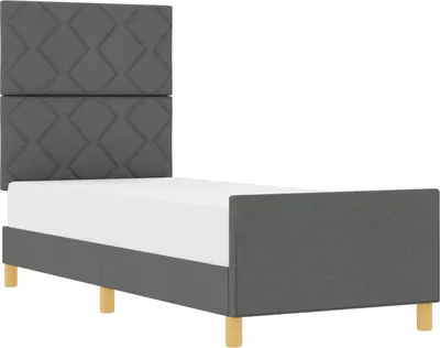 Imagen del producto de Estructura de cama con cabecero, color gris oscuro, 80 x 200 cm, tapizada