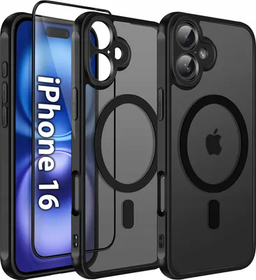 Produktbild von iPhone 16 Hülle für MagSafe MATT CASE VERSTÄRKT 360° 5D PREMIUM Glas