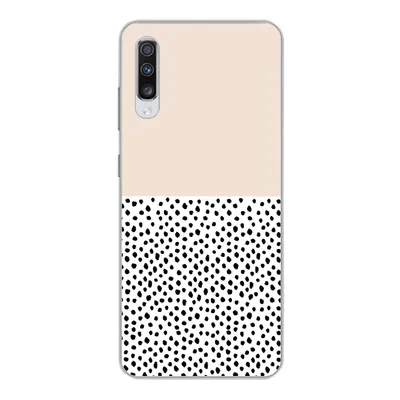 Produktbild von MuchoWow® Handyhülle Schutzhülle Hülle für Samsung Galaxy A70 Polka dots - Weiß - Schwarz Silikon Softcase Handy Hülle - Schutzhaube