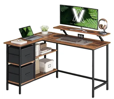 Produktbild von L-förmiger Schreibtisch – Eckschreibtisch – Arbeitsplatz – platzsparend – 105,1 x 135,1 x 89,6 cm – braun