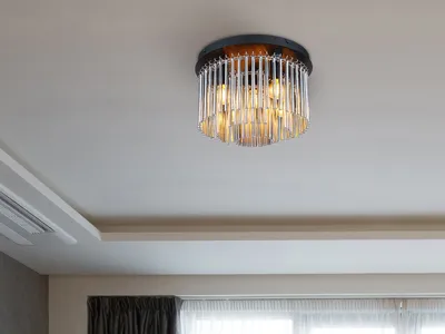 Produktbild von Ausgefallene LED Deckenlampe mit Rauchglas Lampenschirm Ø32cm, Wohnzimmer & Flur