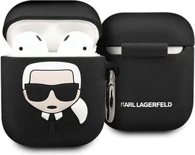 Obrázek produktu pro Karl Lagerfeld Klaccsilkhbk Airpods 1/2Cover Czarny/Black Silicone Ikonik