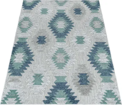 Produktbild von Teppich Läufer Wetterfest Blau 80x250 Berber-Design aus Polypropylen