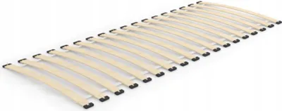 A wooden bed slatted base on a white background.