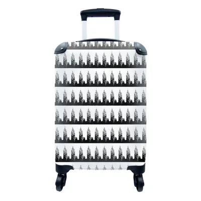 Produktbild von MuchoWow® Koffer Handgepäck Trolley Rollkoffer Kleine Reisekoffer mit 4 Rollen - New York - Muster - Empire State Building - Cabin Size < 55x40x23 cm & 55x40x20 cm - Fotokoffer - Kabinenkoffer - Boardgepäck - Reise-Box - Reisekoffer - Reisegepäck - Koffer mit Bild - Trolley für Kinder