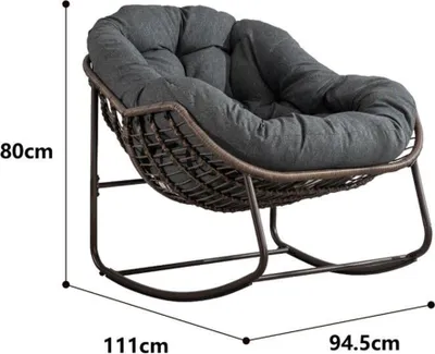 A rocking chair with dimensions indicated.