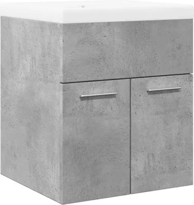 Produktbild von 2-tlg. Badmöbel-Set Betongrau Holzwerkstoff