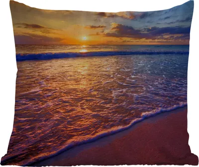 Produktbild von MuchoWow® Outdoor Kissen - Meer - Strand - Sonnenuntergang - Wolken - Horizont - 50x50 cm - Wetterfest - Lounge Kissen - Komfortabel - Kissen mit Bild