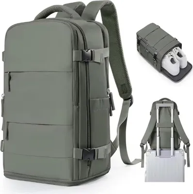 Produktbild von Reise-Rucksack 40x25x20 cm Handgepäck Ryanair Wizz Air USB Olive