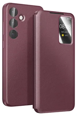 Produktbild von Avizar, Smart View Etui mit Kartenfach für Galaxy S25 FE, Bordeaux