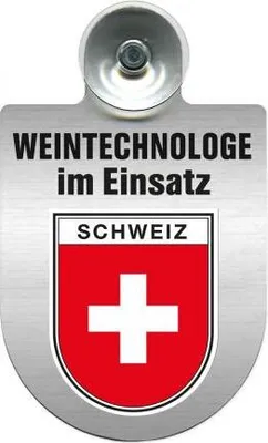 Produktbild von Einsatzschild mit Saugnapf - Weintechnologe im Einsatz - incl. Regionenwappen nach Wahl 393840 Color - Region Schweiz