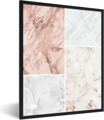 Produktbild von MuchoWow® Gerahmtes Poster Marmor - Collage - Textur 30x40 cm - Poster mit Schwarzem Bilderrahmen Wandposter Rahmen Foto Bilder - Wanddeko - Kunstdrucke
