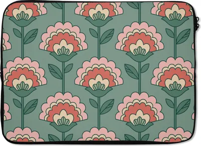 Produktbild von MuchoWow® Laptop Hülle 14 ZollBlumen - Retro - Muster Laptoptasche - Laptoptasche - Stoßsicher - Schutzhaube