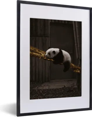 Produktbild von MuchoWow® Gerahmtes Poster Panda - Gold - Schwarz 30x40 cm - Poster mit Schwarzem Bilderrahmen Wandposter Rahmen Foto Bilder - Wandposter Schlafzimmer