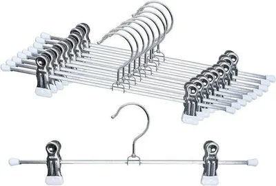 Produktbild von Kleiderbügel mit Clips für Hosen und Röcke - Platzsparender Garderoben-Organizer