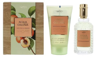 Produktbild von Set 4711: Acqua Colonia White Peach & Coriander, EdC, Unisex, 50 ml + Acqua Colonia, White Peach & Coriander, feuchtigkeitsspendendes Duschgel, Körper, alle Hauttypen, 75 ml