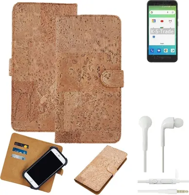 Produktbild von K-S-Trade Hülle kompatibel mit ZTE Z557 + in ear Kopfhörer Kork Handyhülle Cover  Schutzhülle TPU Case Bumper in Hellbraun, (1x)