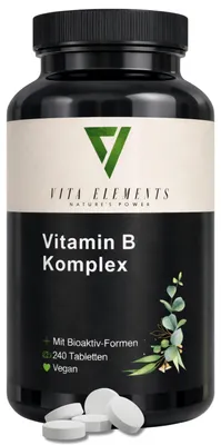 Obrázok produktu pre Vita Elements Vitamín B Komplex 240 Tabliet 8 B-Vitamínov Energetický Metabolizmus Výživový Doplnok