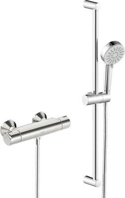 Duscharmatur mit Eco-Dusche-Set, Chrom, 8,5 cm Höhe