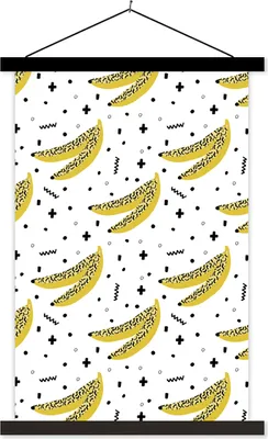 Produktbild von MuchoWow® Textilposter Obst - Bananen - Muster 120x180 cm mit schwarzem Rahmen - Fotos
