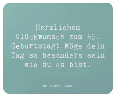 Produktbild von Mr. & Mrs. Panda Mousepad Spruch 69. Geburtstag Besonderer Tag - Meeresbrise - Geschenk, Mauspad, Feier, Geburtstagsgeschenk, Happy Birthday, pc, laptop, Mouse Pad