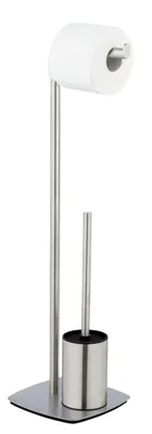 Produktbild von WENKO Stand WC-Garnitur Mod. Iria, Edelstahl matt, mit WC-Papierrollenhalter und WC-Bürste