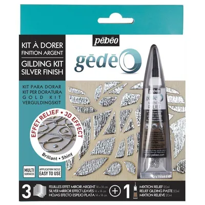 Produktbild von Vergoldungsset - 3 Spiegelfolien und Mixtion 20 ml - Silber-Finish.