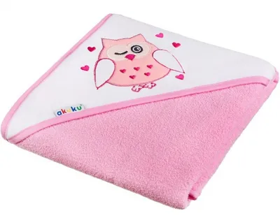 Immagine prodotto di Asciugamano per neonati con cappuccio 80 x 80 cm, in spugna - Gufo, rosa, Akuku