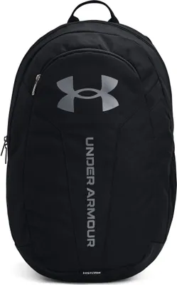 A black Under Armour backpack is shown against a white background.