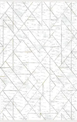 Produktbild von Teppich Weiß Bodenbelag Kurzflor Wohnzimmer Abstraktes Geometrisches 160 x 230