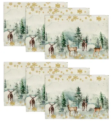Platzset-Set 6er, 30x45 cm, Polyester, Weihnachtsmotiv, waschbar