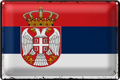 Produktbild von Blechschild Flagge Serbien 30x20cm Retro Flag of Serbia