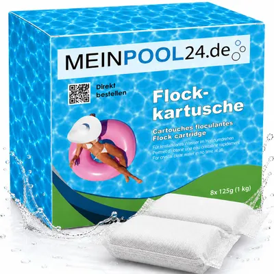 Produktbild von Flockkartusche 1 kg (8x125 g) für Pools Flockungsmittel Kartusche klares Wasser, KI-generiertes Bild