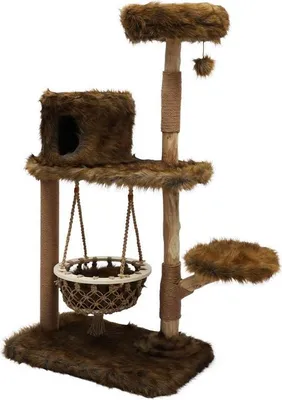 Produktbild von Kletterbaum Populus Grizzlybraun 154 cm mit mehreren Liegeplätzen