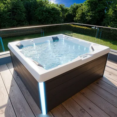 Produktbild von TroniTechnik® PANAREA, Outdoor-Spa 210x210 cm mit Farbbeleuchtung, Heizung, Sanitäracryl-Oberfläche und Massagesystem