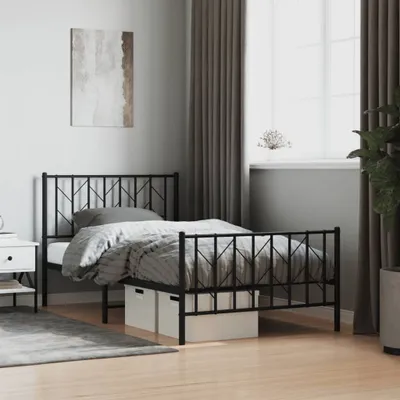 Produktbild von Bettgestell mit Kopf- und Fußteil Metall Schwarz 100x190 cm 374449