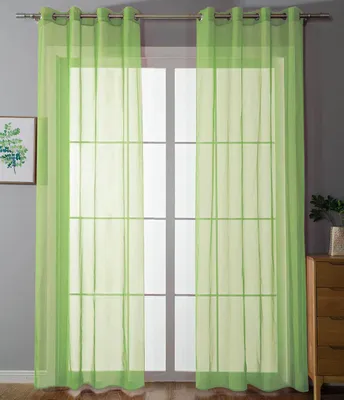 Produktbild von 2er Set Ösenvorhänge Transparent »Uni« Gardine HxB 145x140 cm Apfelgrün Stores Vorhang Ösen Bleibandabschluß Wohnzimmer, 20332-cn2