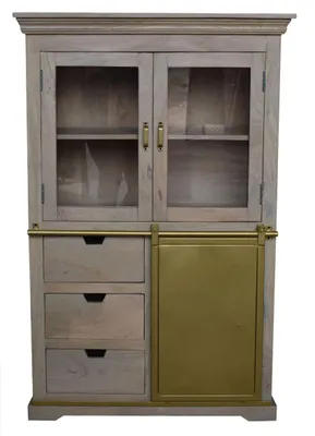 Produktbild von KEYWEST Highboard mit 2 Glastüren, 1 Schiebetüre, 3 Schubfächer