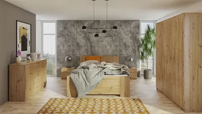 Obrázok produktu pre Nábytok do spálne s posteľou 160x200 CORTLAND 8 - dub artisan